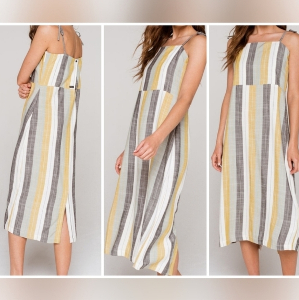 RVCA Tense Striped Sleeveless Midi Dress Sundress
